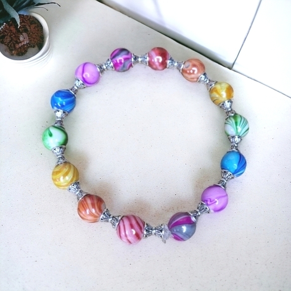 Handcrafted Acrylic Bead Stretch Bracelet NWT - Picture 1 of 3